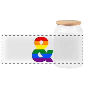 Regenbogen kaufmännisches Und-Zeichen - Panorama Keksdose mit Holzdeckel - Weiß - Vorne