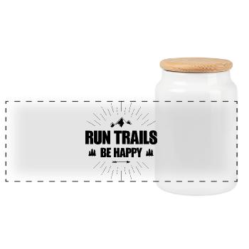Run Trails Be Happy - Panoramic Cookie Jar with Wooden Lid - white - Front