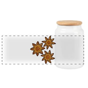 Three shining star anise - spice and medicinal plant - Panoramic Cookie Jar with Wooden Lid - white - Front