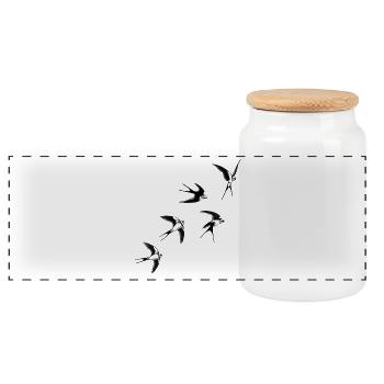 Swallow birds - Panoramic Cookie Jar with Wooden Lid - white - Front