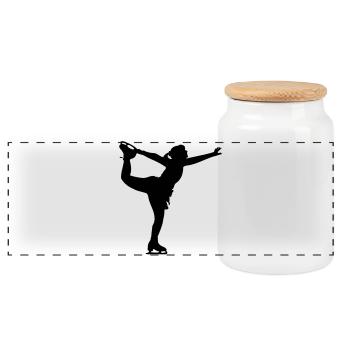 Patinage artistique Danse fille ou femme - Boîte à biscuits avec couvercle en bois - blanc - Devant