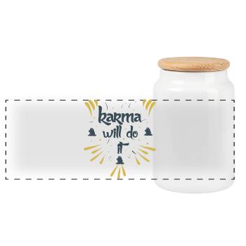 karma will do it kontiki - Panorama Keksdose mit Holzdeckel - Weiß - Vorne