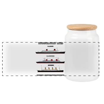 TRANSATLANTIC LINES Louis RUNEMBERG © Adagp - Panoramic Cookie Jar with Wooden Lid - white - Front