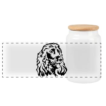 Tête de Cocker Spaniel - Boîte à biscuits avec couvercle en bois - blanc - Devant