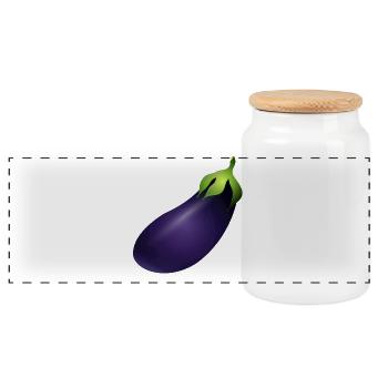große Violett leuchtende Aubergine - Panorama Keksdose mit Holzdeckel - Weiß - Vorne