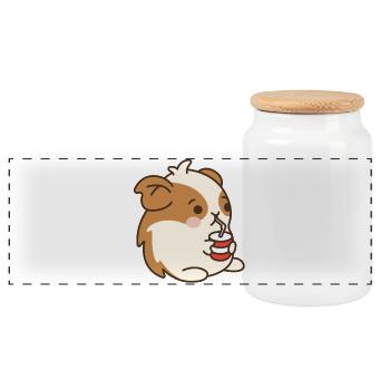 Hamster - Boîte à biscuits avec couvercle en bois - blanc - Devant