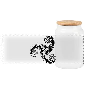 Symbol tribal schwarz - Panorama Keksdose mit Holzdeckel - Weiß - Vorne