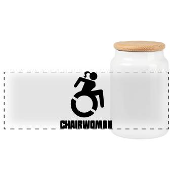 Femme en fauteuil roulant pour les vraies dames roulantes * - Boîte à biscuits avec couvercle en bois - blanc - Devant