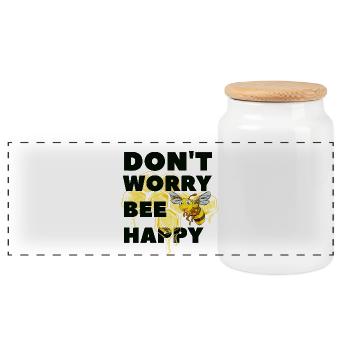 Mach dir keine Sorgen, Bee Happy - Panorama Keksdose mit Holzdeckel - Weiß - Vorne