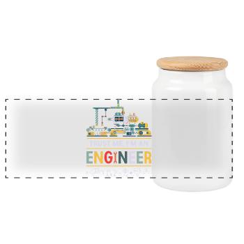 engineer - Panoramic Cookie Jar with Wooden Lid - white - Front
