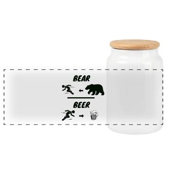 Bärenrennen und Bier - Panorama Keksdose mit Holzdeckel - Weiß - Vorne