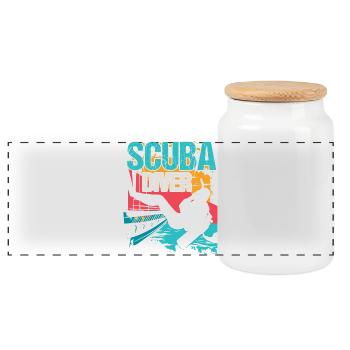 Taucher Scuba Tauchen - Panorama Keksdose mit Holzdeckel - Weiß - Vorne