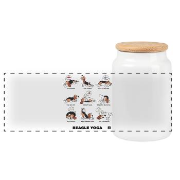 BEAGLE YOGA - Panorama Keksdose mit Holzdeckel - Weiß - Vorne