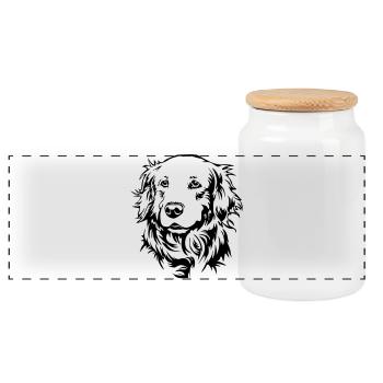 Golden Retriever Head - Panoramic Cookie Jar with Wooden Lid - white - Front