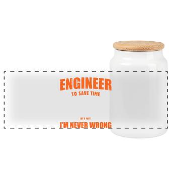engineer - Panoramic Cookie Jar with Wooden Lid - white - Front