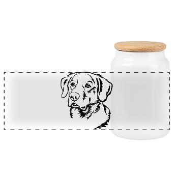 Tête de labrador - Boîte à biscuits avec couvercle en bois - blanc - Devant