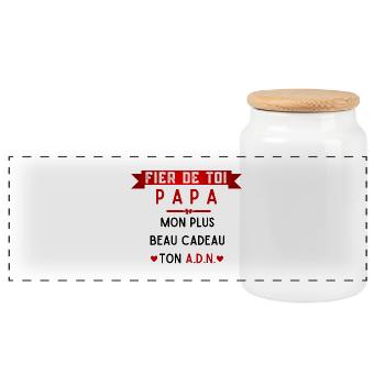 papa, fier de toi, mon plus beau cadeau ton adn - Boîte à biscuits avec couvercle en bois - blanc - Devant