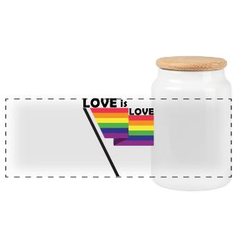 love is love flag - Panorama Keksdose mit Holzdeckel - Weiß - Vorne