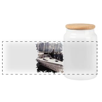 Segelboot - Segeln - Panorama Keksdose mit Holzdeckel - Weiß - Vorne