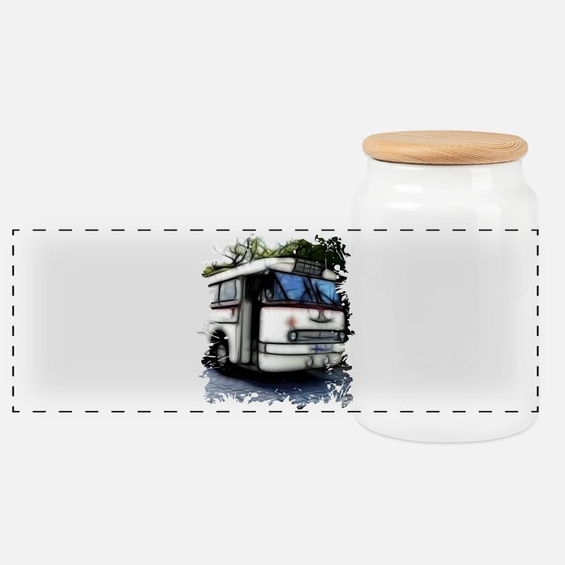 Ikarus 66 - Panorama Keksdose mit Holzdeckel - Weiß