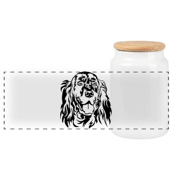 Tête de setter anglais - Boîte à biscuits avec couvercle en bois - blanc - Devant