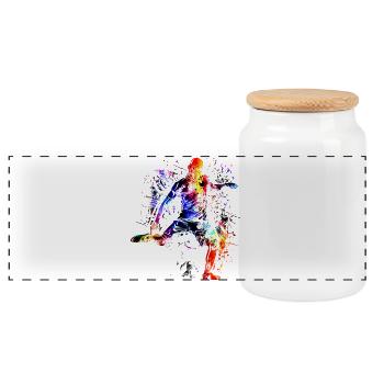 I love soccer - soccer player colorful - Panoramic Cookie Jar with Wooden Lid - white - Front