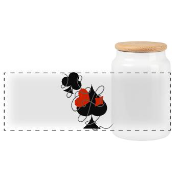 La chance dans le jeu ... | Cartes à jouer | Cadeau - Boîte à biscuits avec couvercle en bois - blanc - Devant