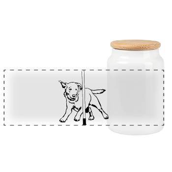 Labrador - Panorama Keksdose mit Holzdeckel - Weiß - Vorne