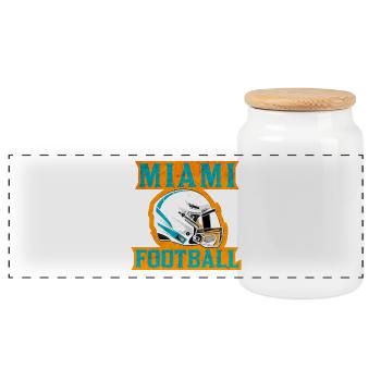 Logo de football de Miami avec casque - Boîte à biscuits avec couvercle en bois - blanc - Devant