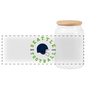 Seattle Football Vintage Helmet - Panoramic Cookie Jar with Wooden Lid - white - Front