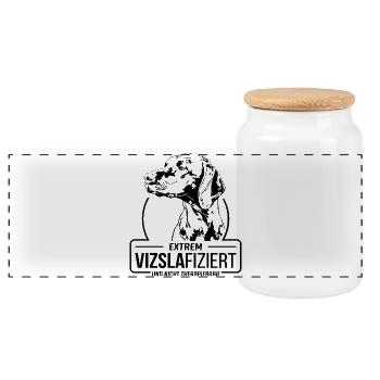 VIZSLAFIZIERT Vizsla Hundespruch Hunde Wilsigns - Panorama Keksdose mit Holzdeckel - Weiß - Vorne