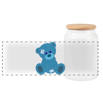 Blue Bear - Panoramic Cookie Jar with Wooden Lid - white - Front