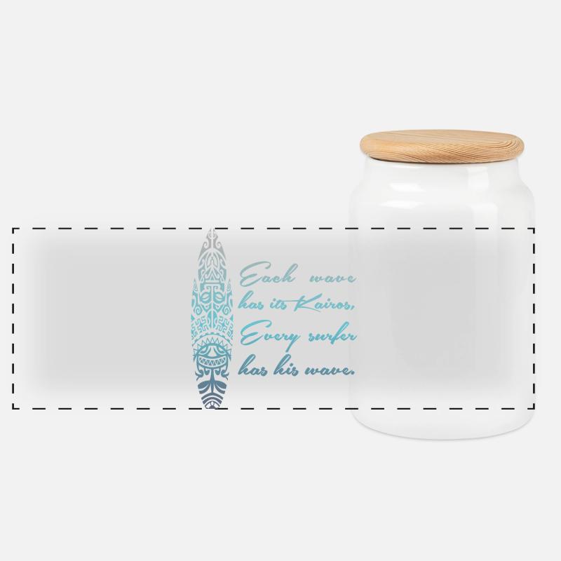 SURFEN, MAORI, SURFEN, SURFER - Panorama Keksdose mit Holzdeckel - Weiß