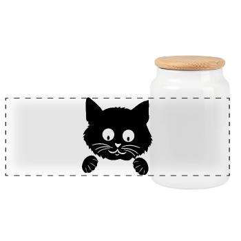 Cute - Panoramic Cookie Jar with Wooden Lid - white - Front