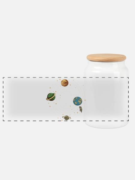 Planeten - Panorama Keksdose mit Holzdeckel - Weiß