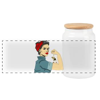 FEMMES FORTES - Boîte à biscuits avec couvercle en bois - blanc - Devant