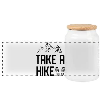 Take A Hike - Panoramic Cookie Jar with Wooden Lid - white - Front