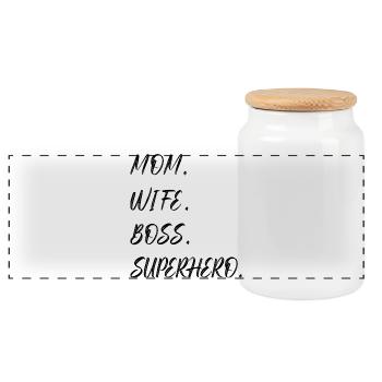 Mom Wife Boss Superhero Mother's Day - Panoramic Cookie Jar with Wooden Lid - white - Front