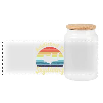 Skydiving Skydivers - Panoramic Cookie Jar with Wooden Lid - white - Front