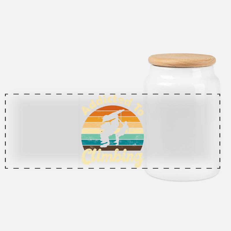 Climbing Rock climbing - Panoramic Cookie Jar with Wooden Lid - white