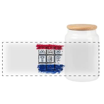 Amsterdam Grid Flagge - Panorama Keksdose mit Holzdeckel - Weiß - Vorne