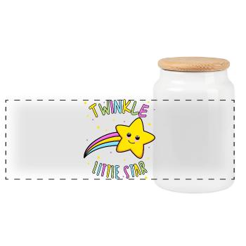 Funkelnder kleiner Stern Regenbogen - Panorama Keksdose mit Holzdeckel - Weiß - Vorne