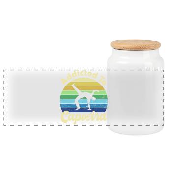 Capoeira - Boîte à biscuits avec couvercle en bois - blanc - Devant