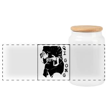 Illustration de la pose traditionnelle du Qigong - Boîte à biscuits avec couvercle en bois - blanc - Devant