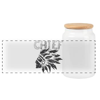 chief chief icon feathers logo icon indian - Panoramic Cookie Jar with Wooden Lid - white - Front