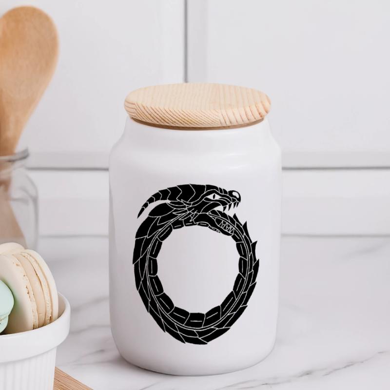 Dragon noir dévoreur Boîte à biscuits avec couvercle en bois