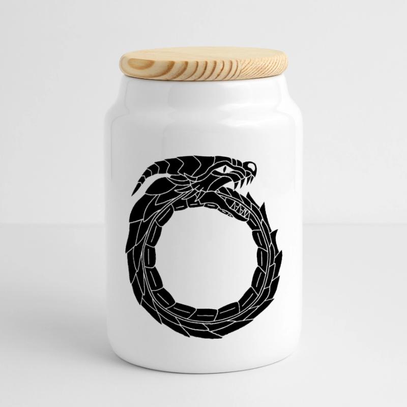 Dragon noir dévoreur Boîte à biscuits avec couvercle en bois