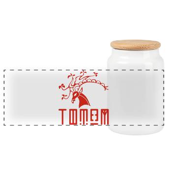 Rotwildtier-Totem - Panorama Keksdose mit Holzdeckel - Weiß - Vorne