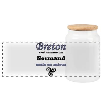 Breton - Normand mais en mieux - Boîte à biscuits avec couvercle en bois - blanc - Devant