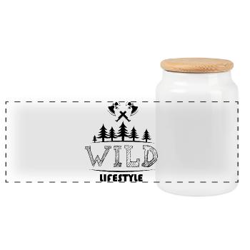 wild lifestyle outdoor survival bushcraft Wald - Panorama Keksdose mit Holzdeckel - Weiß - Vorne